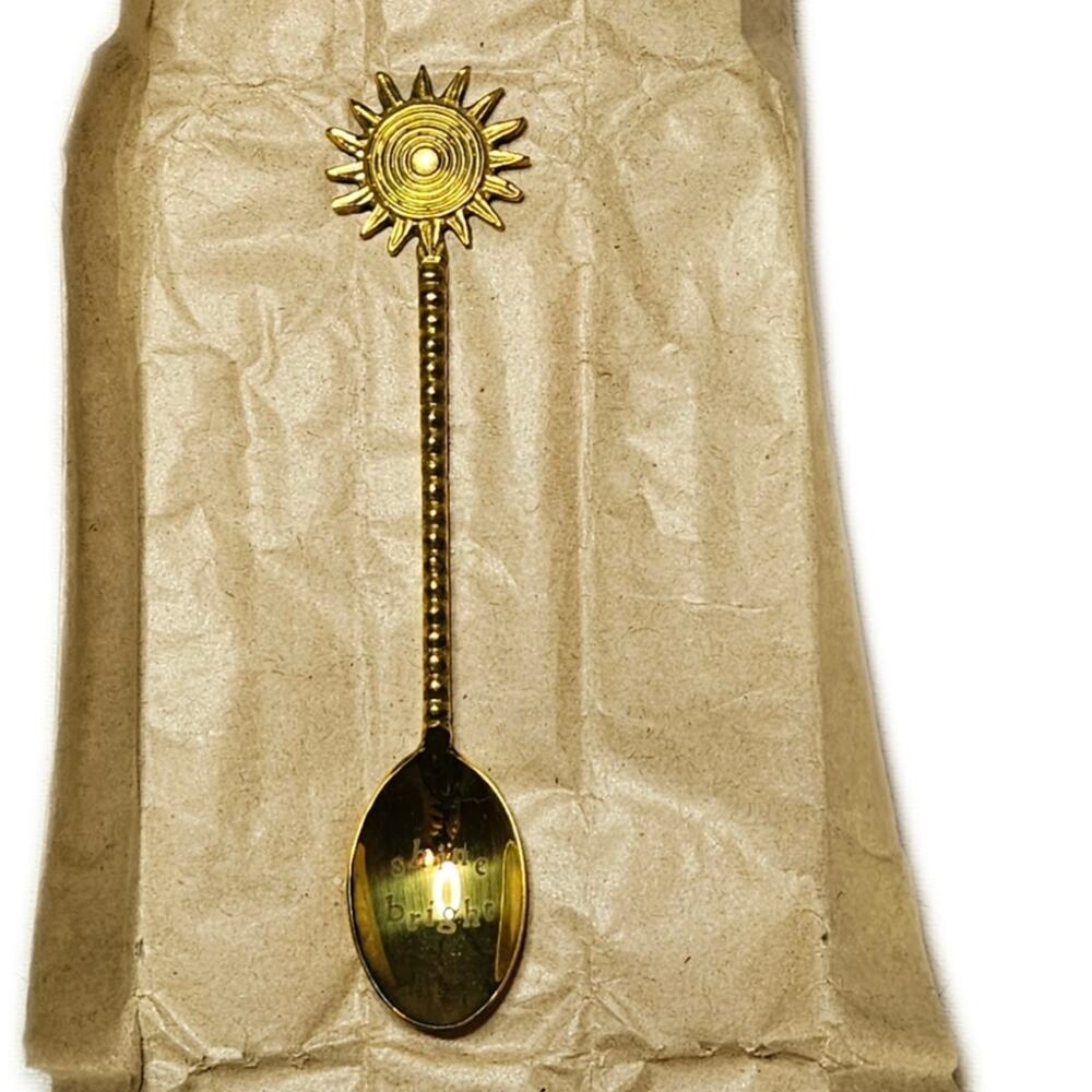 NWOT, Gold Sun Design Spoon, "Shine Bright" On Spoon, Never Used.